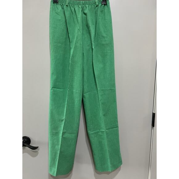 Vintage ILGWU USA Linen Pants Wide Leg Elastic Kelly sustainable Womens Small - Picture 2 of 6